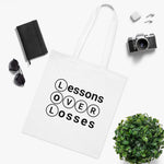 Lessons Over Losses 001 Everyday Tote Bag (white/black logo)