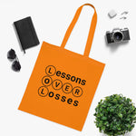 Lessons Over Losses 001 Everyday Tote Bag (orange/black logo)