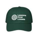 Lessons Over Losses 001 Embroidered Dad Hat (green/white logo)
