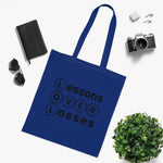 Lessons Over Losses 001 Everyday Tote Bag (blue/black logo)