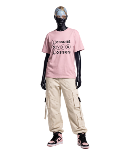 Lessons Over Losses 001 (powder pink/black logo)