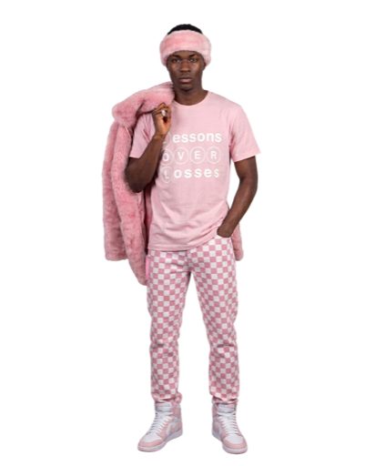Lessons Over Losses 001 (powder pink/white logo)